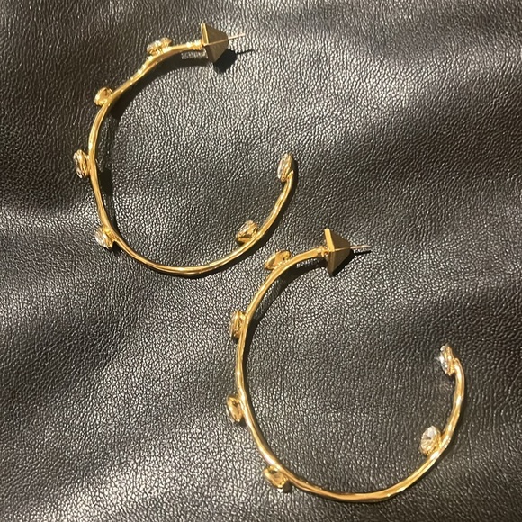 ALEXIS BITTAR Gold Navette Crystal Hoop Earrings - Picture 7 of 9